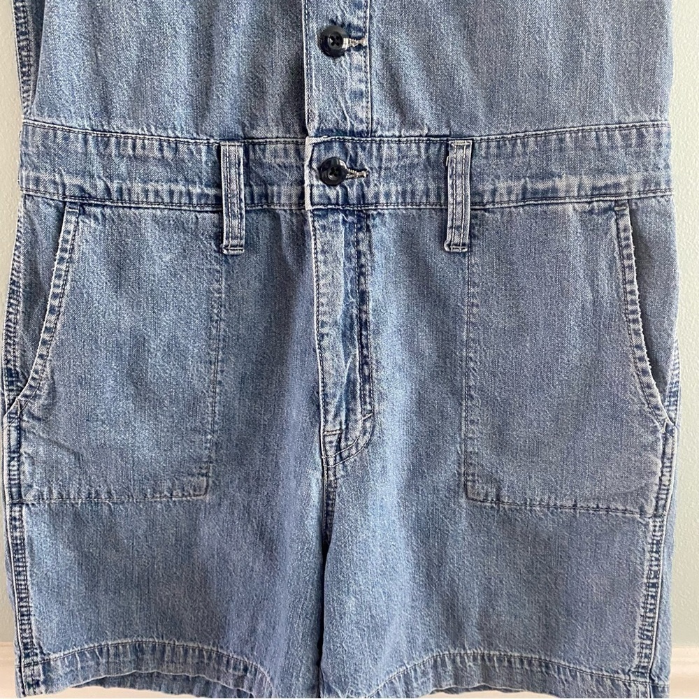 Lucky Brand Women's Denim Surplus Shortall Romper Small Utility Button Front - Picture 15 of 16